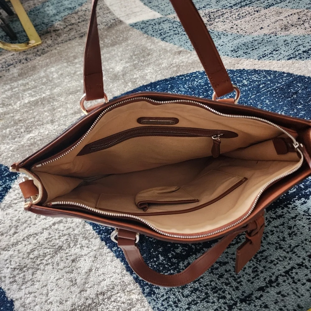 RALPH LAUREN Vintage Cream Canvas and Leather Tote Satchel Bag